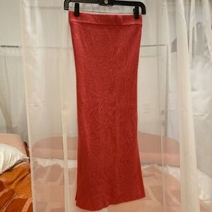 Dark dusty rose petite knit maxi skirt